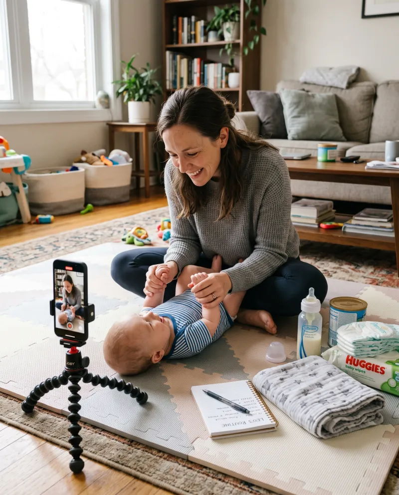 Parent with baby, calm home setting — 4:5
